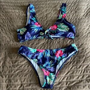 Tropical Print Bikini Set